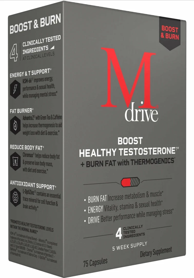 Mdrive Boost Healthy Testosterone & Burn Fat With Thermogenics - 75 Capsules(5 Week Supply) Accessories