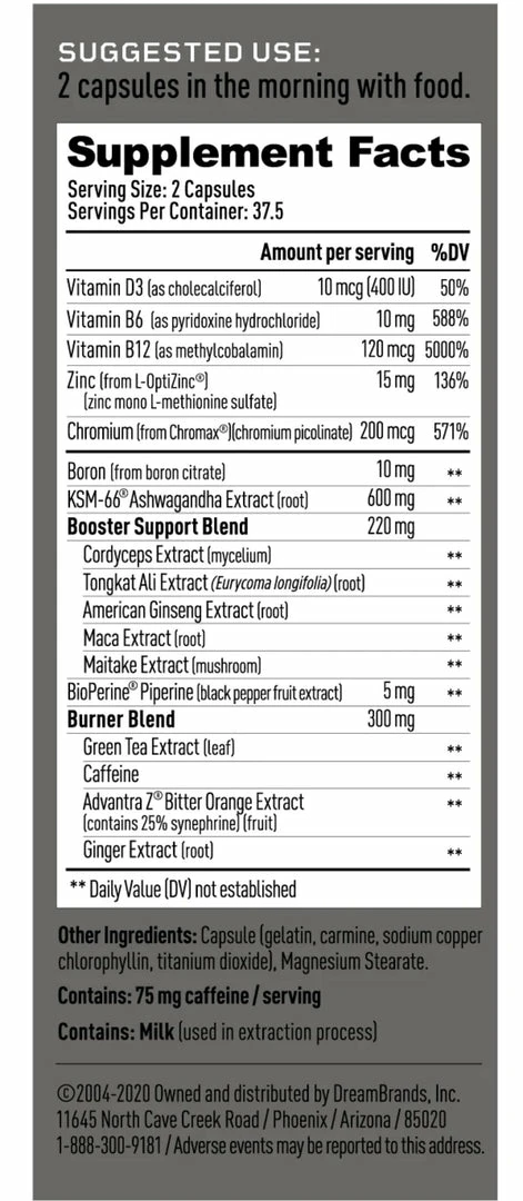 Mdrive Boost Healthy Testosterone & Burn Fat With Thermogenics - 75 Capsules(5 Week Supply) Accessories