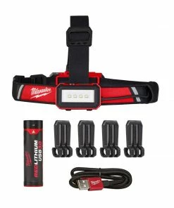Accessories Milwaukee USB 3.0 Rechargable 600-Lumens Redlithium Low-Profile Hard Hat Headlamp