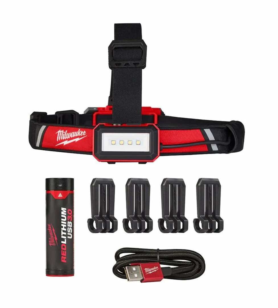 Accessories Milwaukee USB 3.0 Rechargable 600-Lumens Redlithium Low-Profile Hard Hat Headlamp