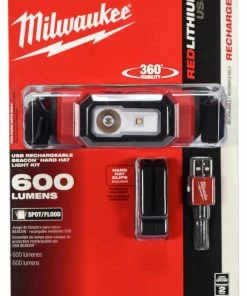 Accessories Milwaukee USB 3.0 Rechargable 600-Lumens Redlithium Low-Profile Hard Hat Headlamp
