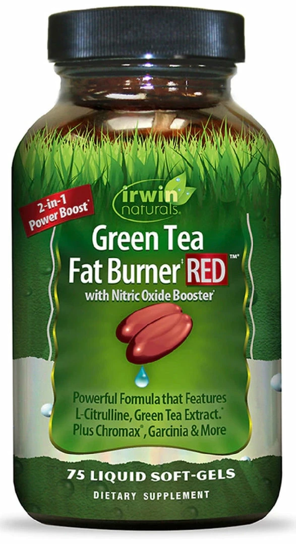 IRWIN NATURALS Rwin Naturals Green Tea Fat Burner RED With Nitric Oxide Booster - 75 Liquid Soft-Gels
