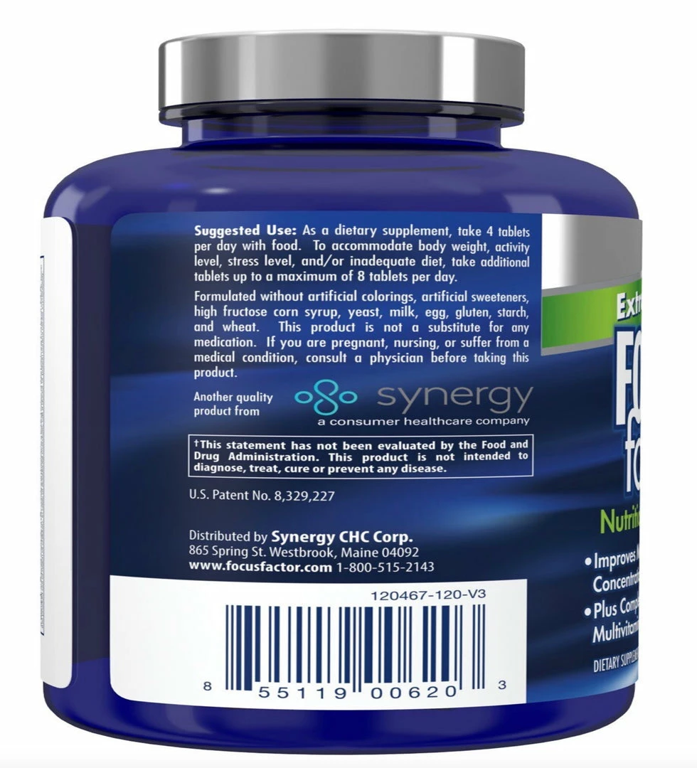 Focus Factor Extra Strength Brain Supplement & Complete Multivitamin Tablets - 120 Count Accessories