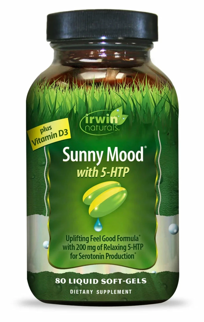 Irwin Naturals Dietary Supplement - Sunny Mood 5 HTP - 80 Liquid Soft-Gels - Plus Vitamin D3