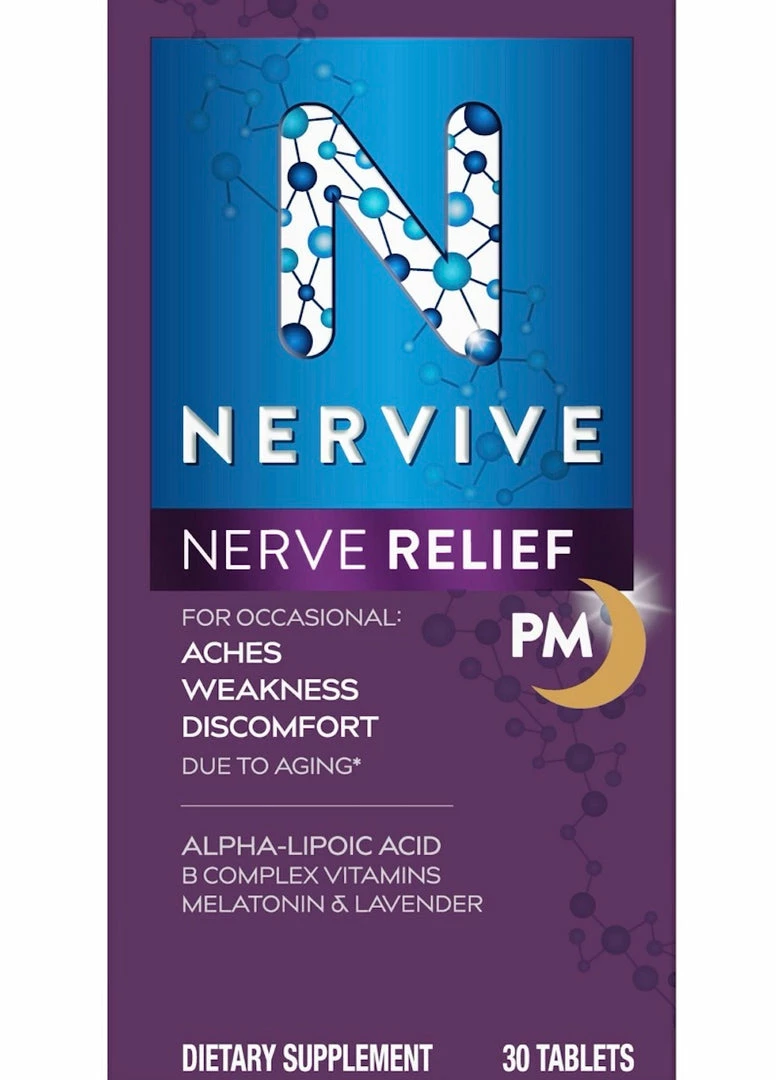 Nervive Nerve Relief PM - Dietary Supplement - For Occasional Aches, Weakness, Discomfort Due To Aging - 30 Count Accessories
