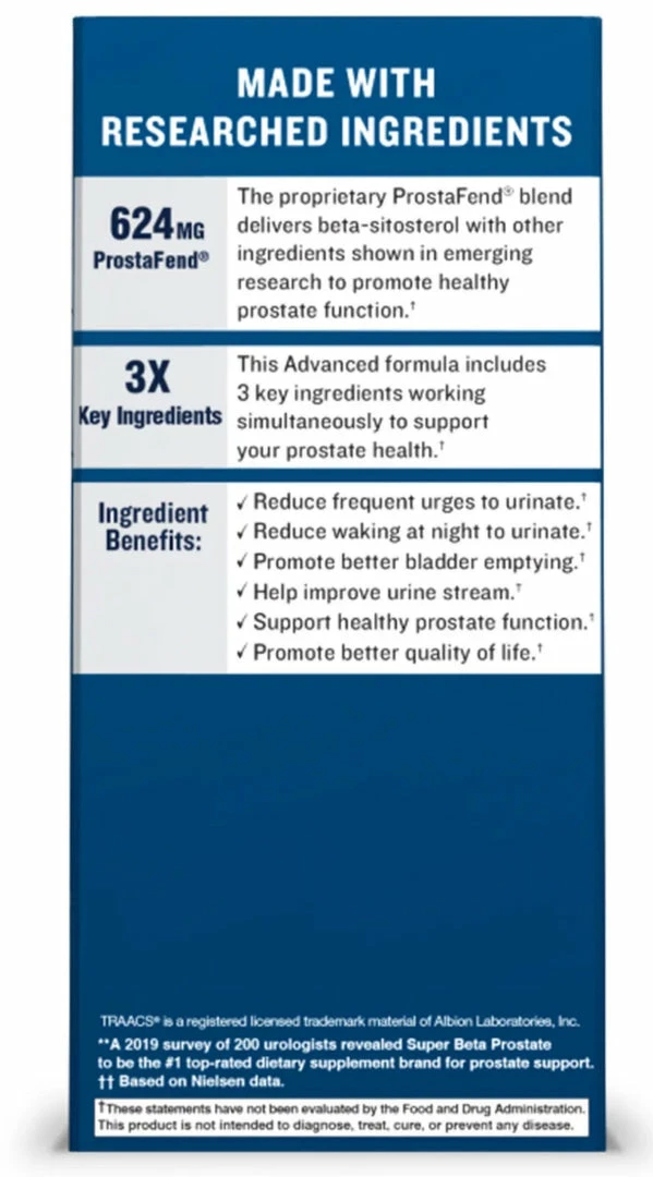 Super Beta Prostate Super Advanced Beta Prostate - #1 Urologist Recommended - Reduce Frequent Urination, Decrease Nighttime Bathroom Trips - 60 Tablets,30 Day Supply Accessories