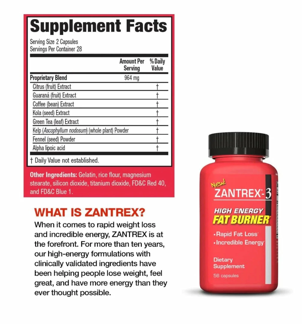 Zantrex Red Weight Loss Dietary Energy Supplement Pills - 56 Count