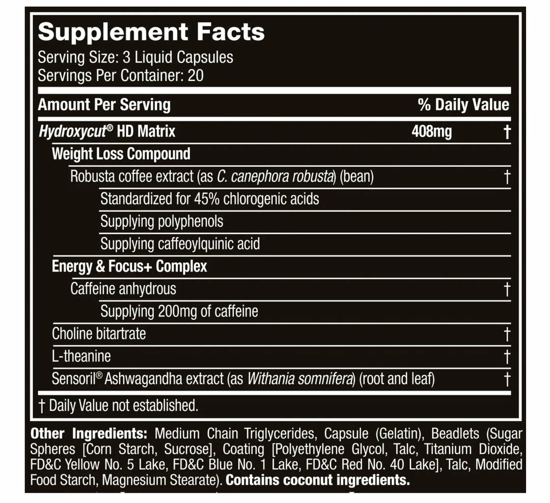 Accessories Hydroxycut HD Weight Loss Supplements - Sustainable Smart Release Energy & Metabolism Booster - 60 Capsules