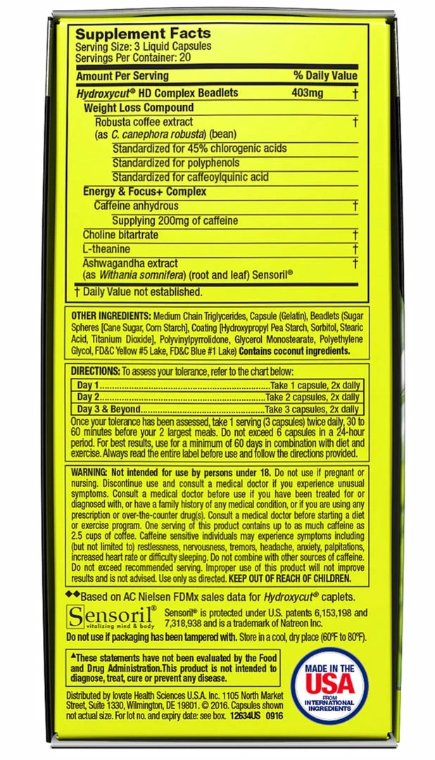 Accessories Hydroxycut HD Weight Loss Supplements - Sustainable Smart Release Energy & Metabolism Booster - 60 Capsules