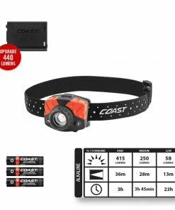 Accessories Coast FL65 415 Lumen Dual Color LED Headlamp - Alkaline Power - 118 Foot Range Beam Distance