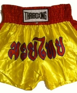 MUAY KICKBOXING "THAI BOXING" SHORTS -TBS-YELLOW/RED