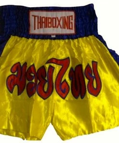 MUAY KICKBOXING "THAI BOXING" SHORTS -TBS-YELLOW/BLUE