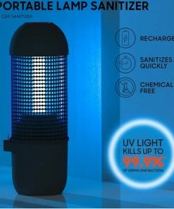 SHARPER IMAGE UV Portable Lamp Sanitizer - Home And Car Sanitizer - Rechargeable, Sanitizes Quicky, Chemical Free Accessories