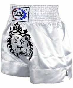 Fairtex White "LEO" Lion Muay Thai Kickboxing Shorts - BS0658