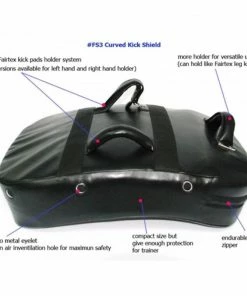 Fairtex Curved Kick Shield Pad - FS3 - Black - Handmade In Thailand