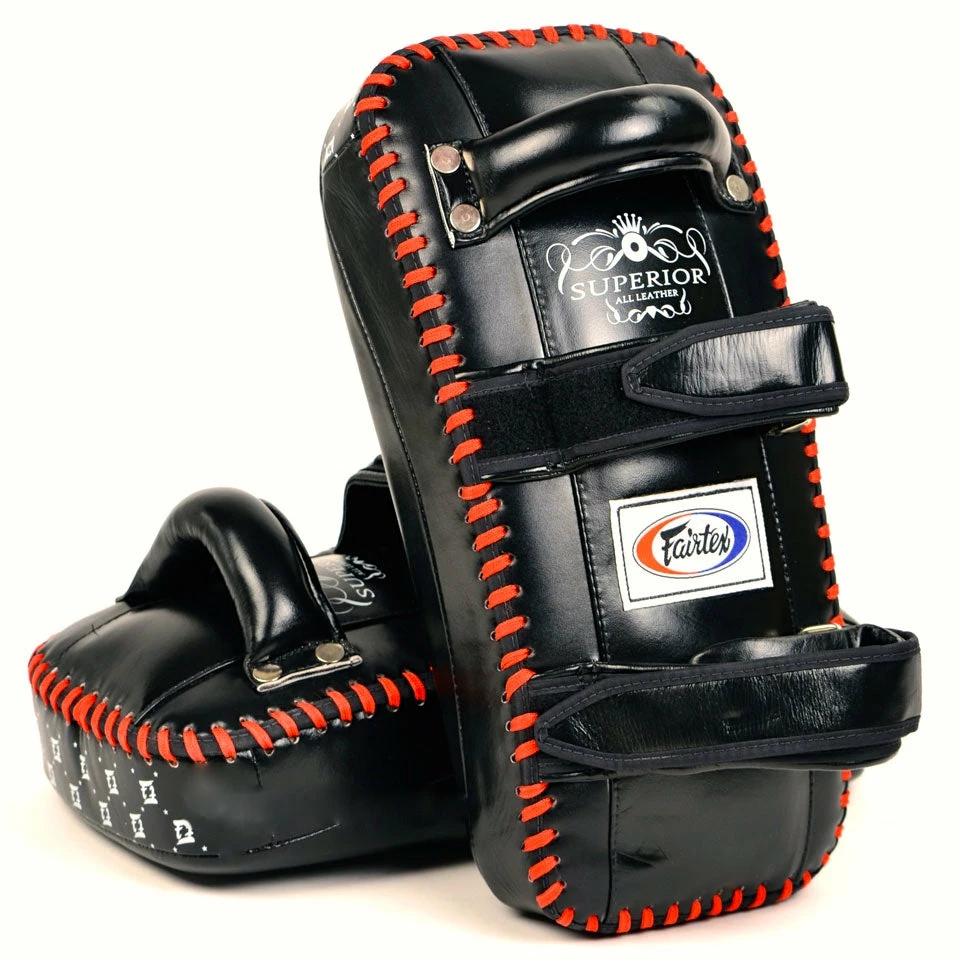 Fairtex Superior "Curved" Kick Pads - KPLS2 - 100% Genuine Cowhide Leather - Sold As Pair