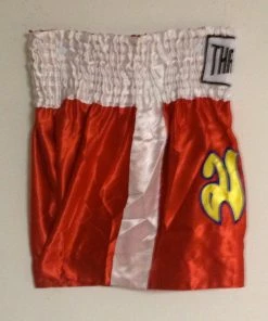 MUAY KICKBOXING "THAI BOXING" SHORTS TBS-RED W/ WHITE STRIPES