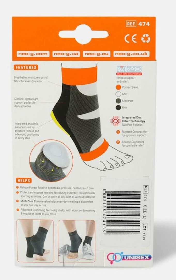 Accessories NEO G Plantar Fasciitis Daily Support & Relief - Contains 1 Pair - Helps Relieve Everyday Swelling & Discomfort