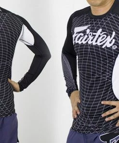 Fairtex Long Sleeve Rashguard - RG4 - Black & White - Ideal For MMA Training And Competition Rashguards