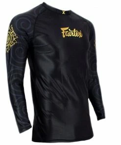 Fairtex Long Sleeve'NINLAPAT' Rash Guard - RG6 - Black - Ideal For MMA Training And Competition