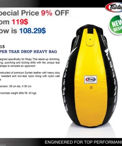 Fairtex Super Tear Drop Heavy Bag - HB15 (Unfilled) -Great For Working Angles Punching Bags