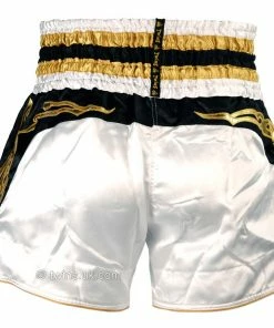 Twins Special Muay Thai Kickboxing Shorts - TWS-857 - White & Gold Muay Thai Shorts