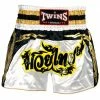 Twins Special Muay Thai Kickboxing Shorts - TWS-857 - White & Gold Muay Thai Shorts