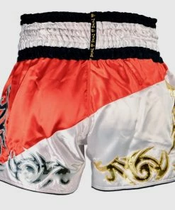 Muay Thai Shorts Twins Special "DUO RED WHITE" Muay Thai Kickboxing Shorts